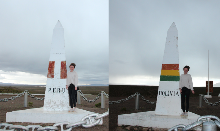 Luise neben Pfahl für Bolivien und Peru  | © Luise Bachtler