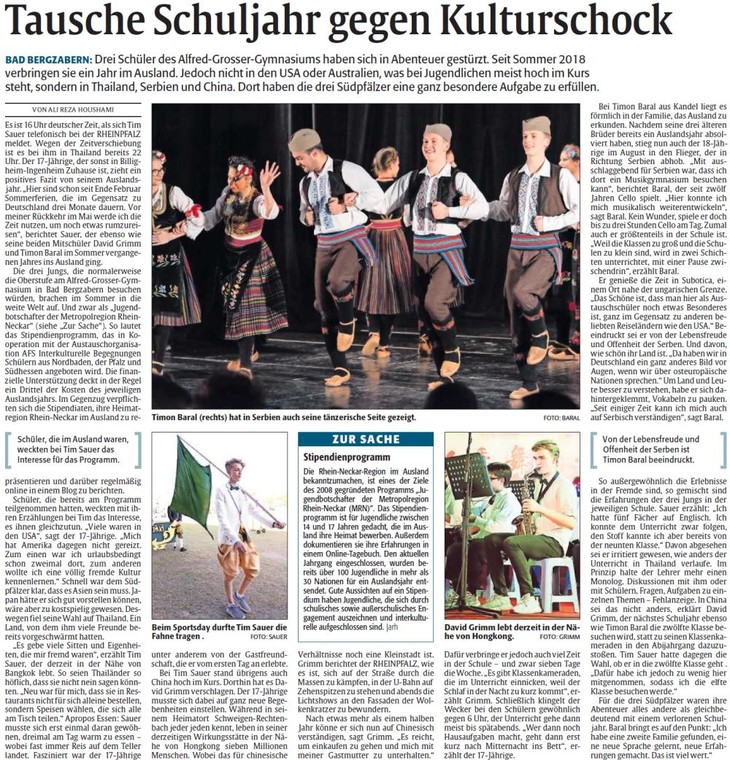 Zeitungsartikel über das Auslandsjahr  | © Tim Sauer