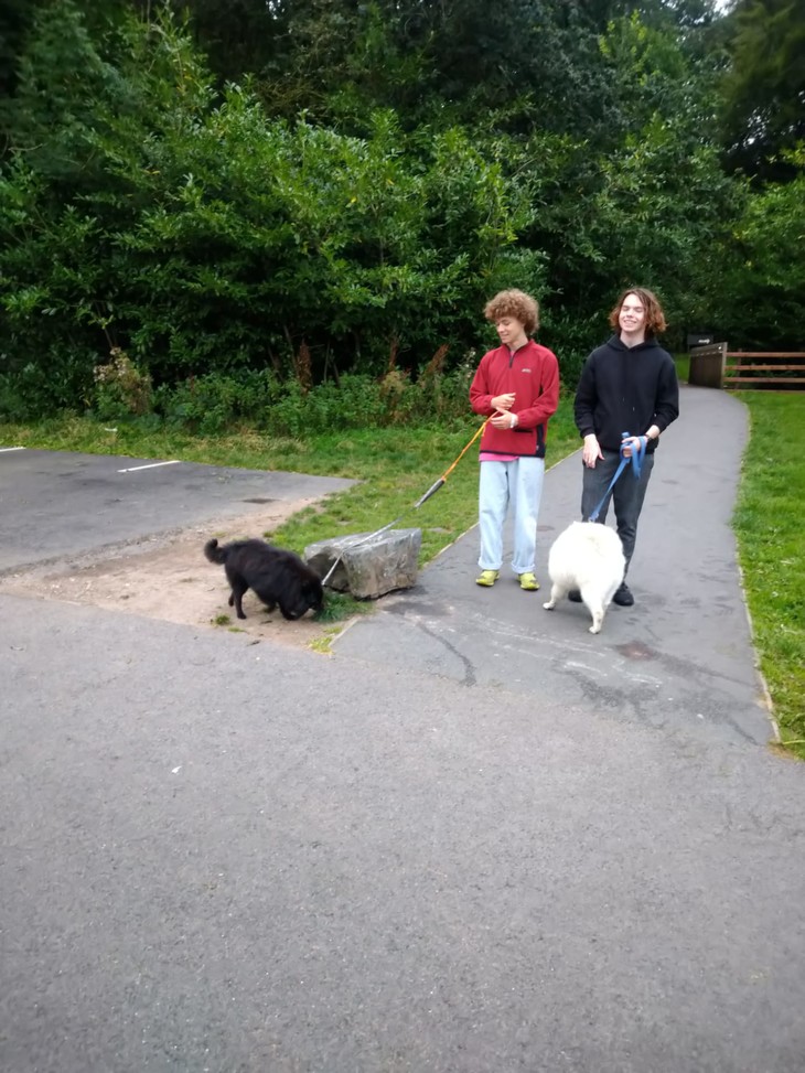 Corentin und ich mit den Hunden im Rossmore Park | © Wim Wolz